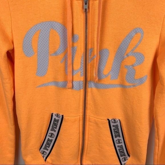PINK Orange Zip Up Sweatshirt Jacket Size XS - Picture 4 of 8